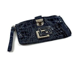 Guess  Faux Snakeskin Purse Clutch Bag Wristlet  Royal Blue Skylar  11121194 Y2K